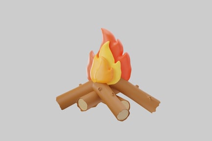 Preview: Triangular campfire structure with flames