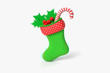 Preview: Festive Christmas Stocking with Candy Cane and Holly