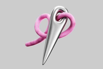 Preview: Scissor Set with Pink Handles on a Grey Background