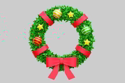 Preview: Christmas Wreath With Ornaments And Ribbon