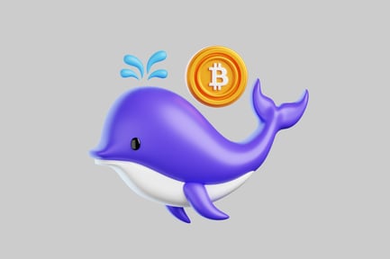 Visualização: Ilustração de baleia criptográfica com bitcoin