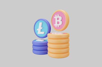 Preview: Stylized cryptocurrency coins stacked illustration