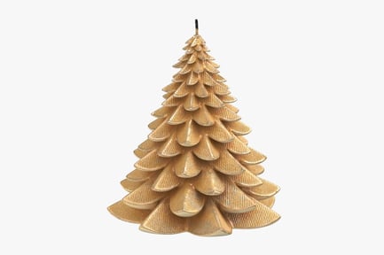 Visualização: Vela de árvore dourada - chama decorativa de férias