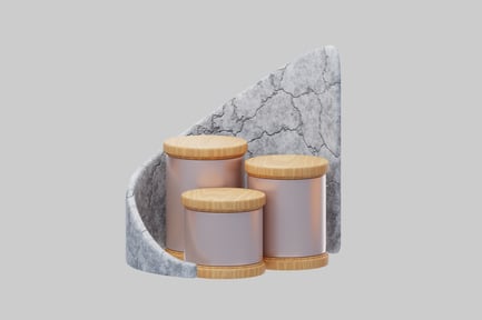 Preview: Display podiums with stone backdrop