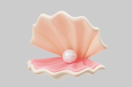 Preview: Pearl Encased in a Shell on a Gray Background