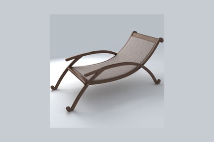 Preview: Wooden chaise lounge with curved frame