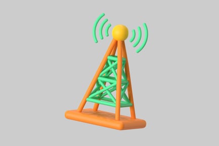 Preview: Cartoon communication tower with waves